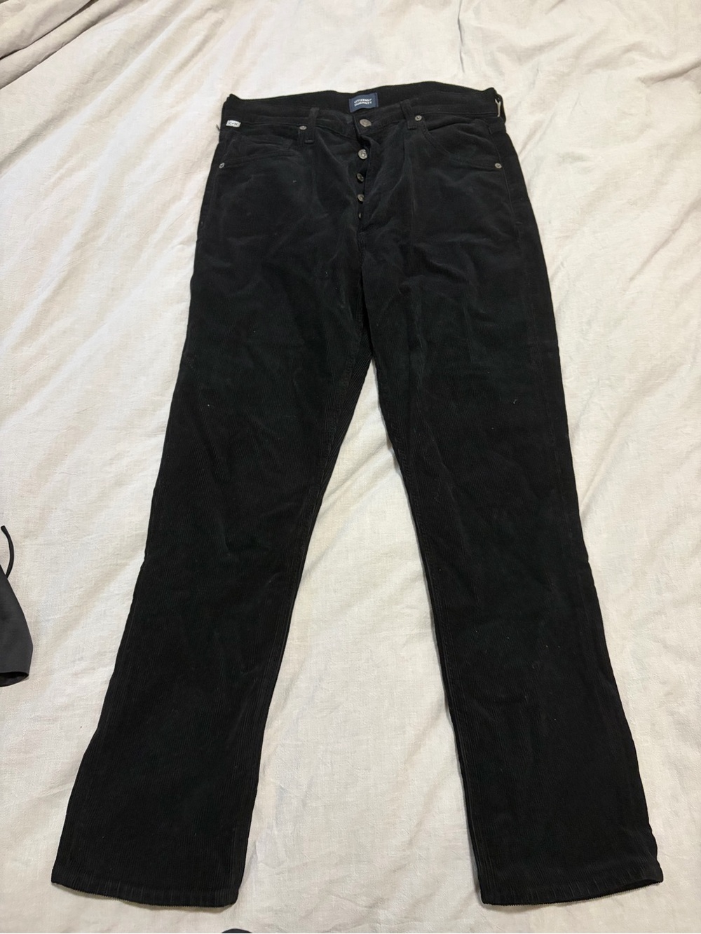 Citizens of Humanity Jolene Black Corduroy Button-Fly Pants